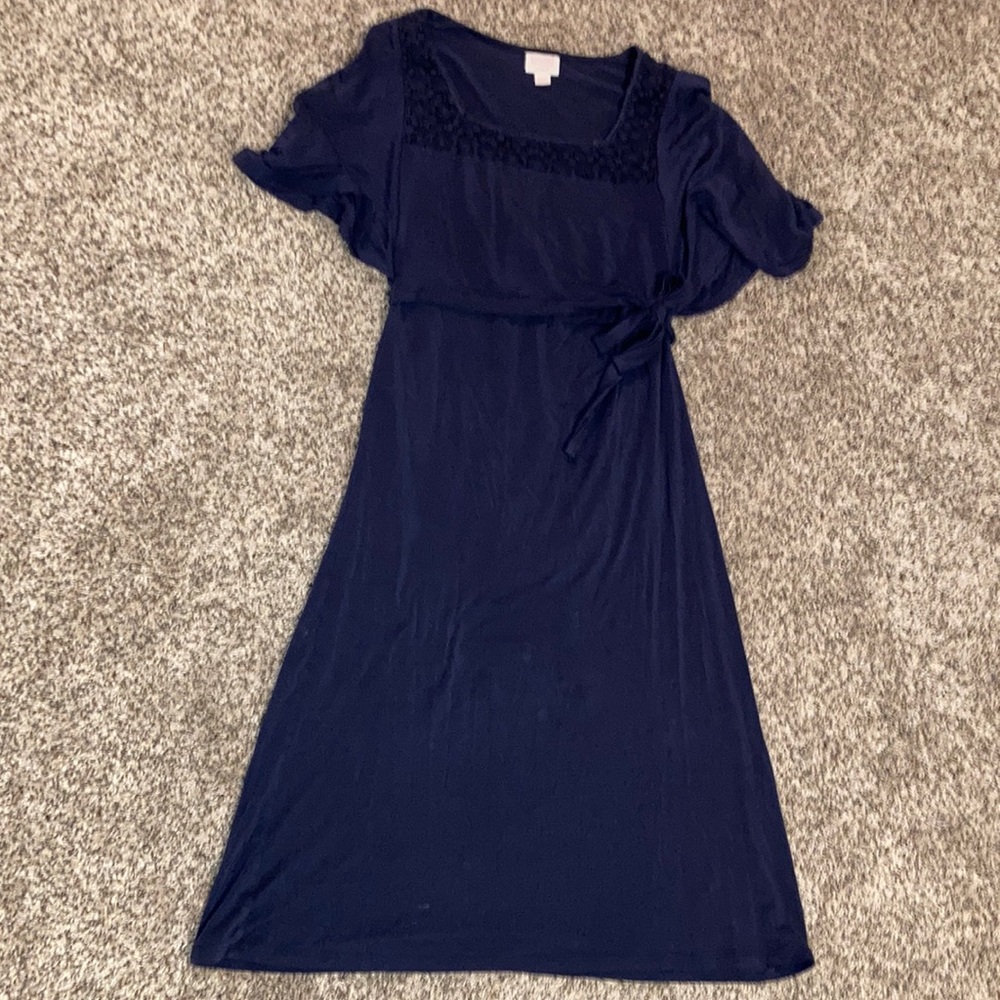 Boob Design Lyocell Flutter Sleeve Blue Gray Dress